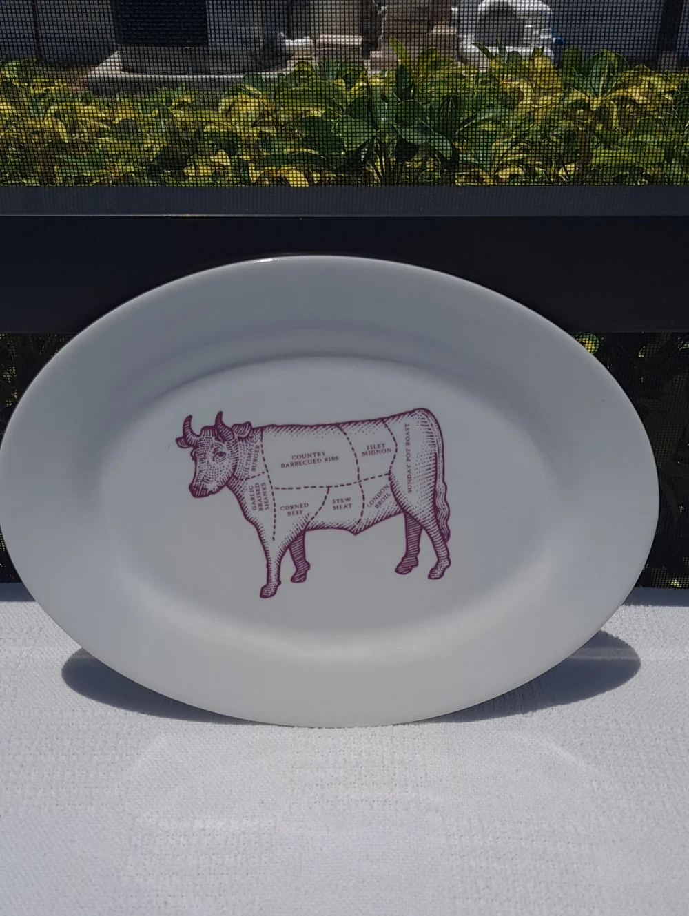 Discontinued! Beef Butcher Cuts Serving Platter with Purple Butcher Cow